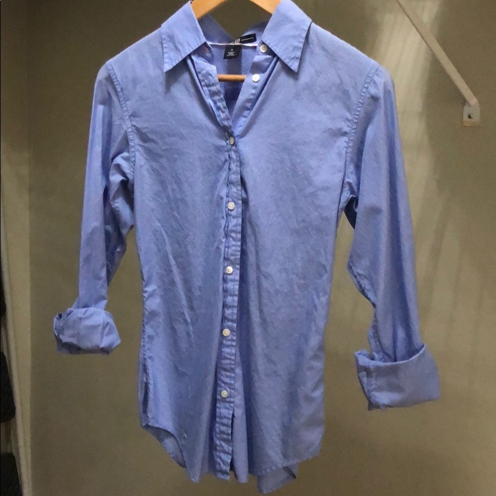 Blue and White Button Down Shirt